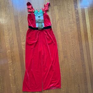 Born Famous Ugly Holiday Red Velvet Jumpsuit, size M